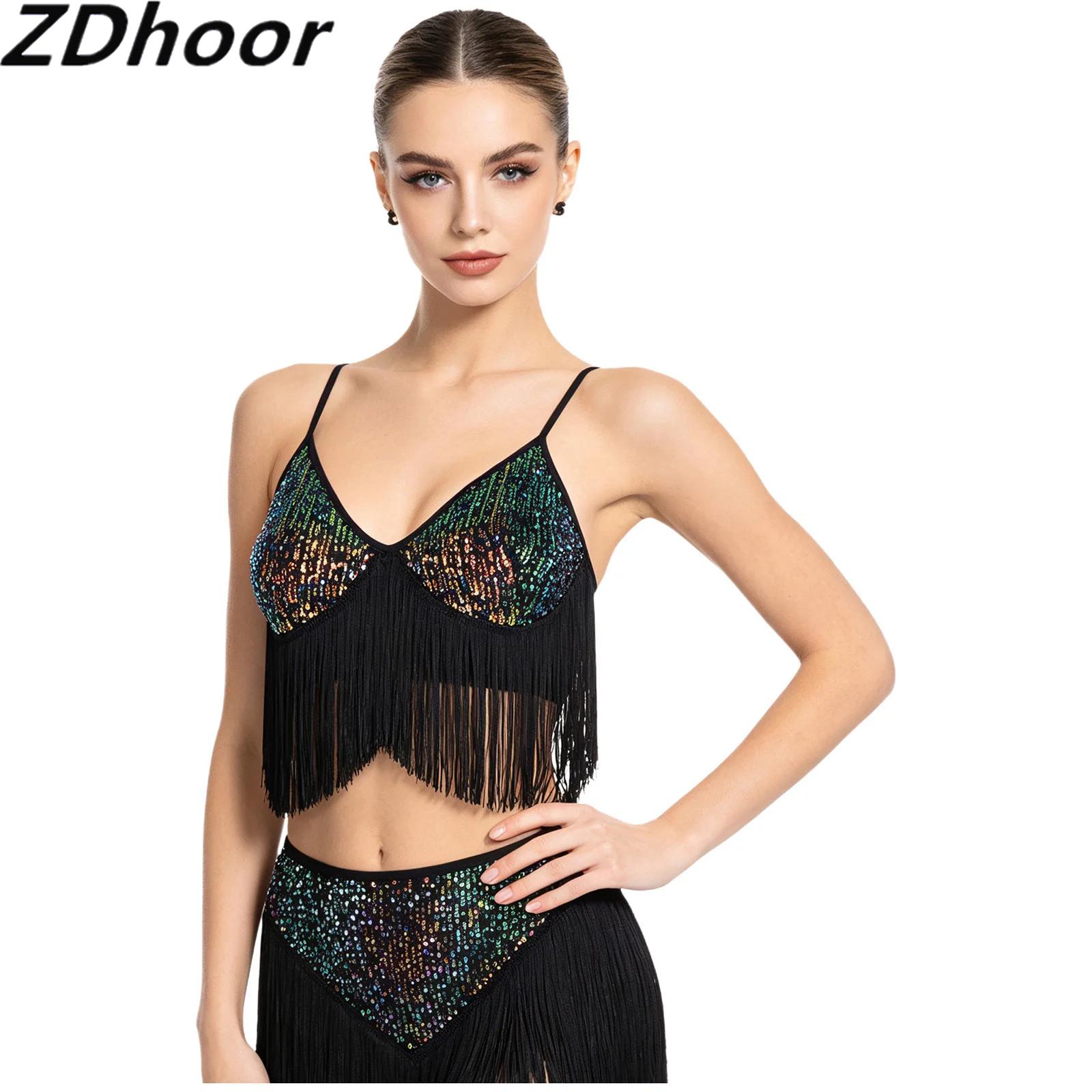 Tassel Fringe Trim - Women Latin Dance Glitter Sequin Crop