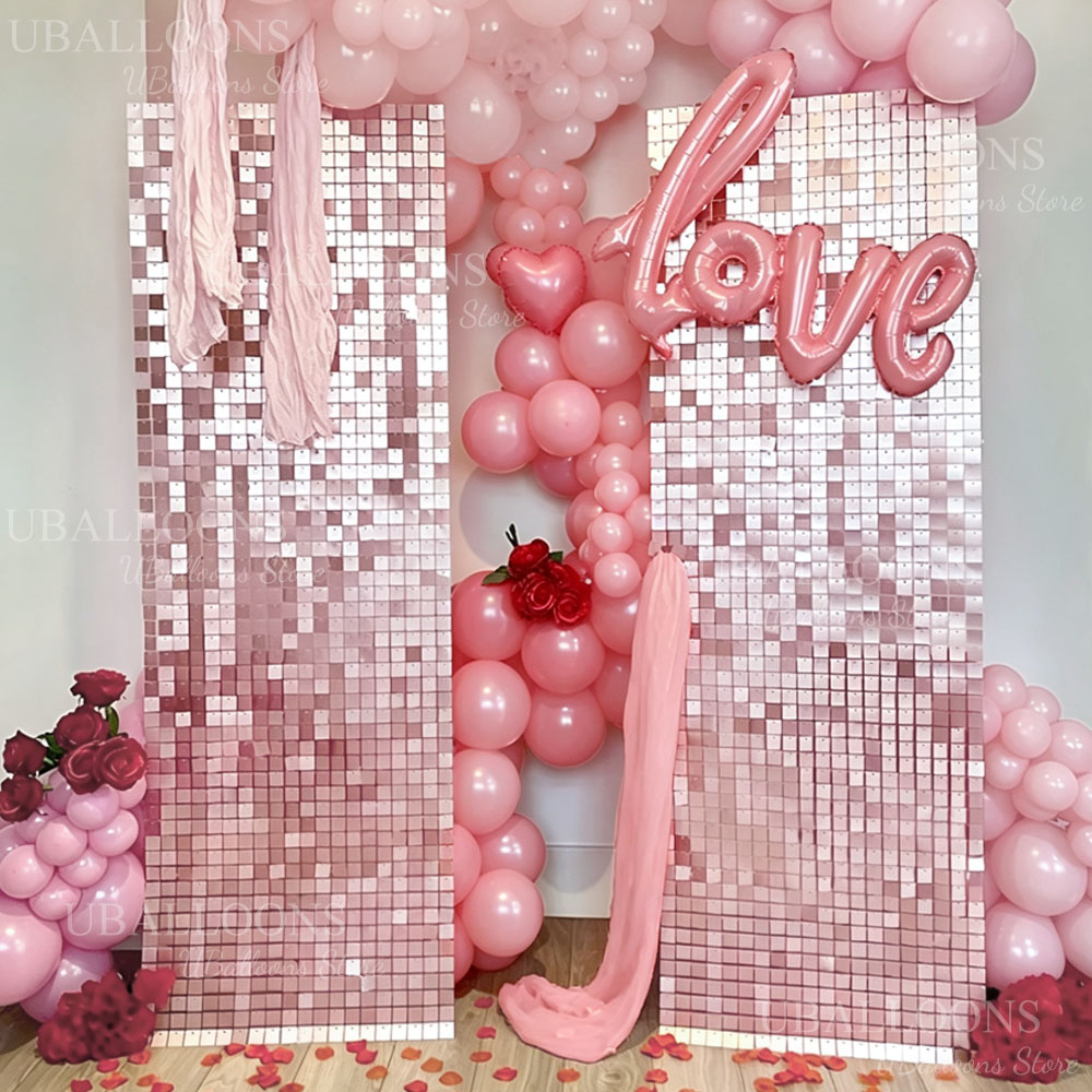 6-24pcs Matte Rose Pink Shimme - Sequin Fabric Panel ulasan dan harga