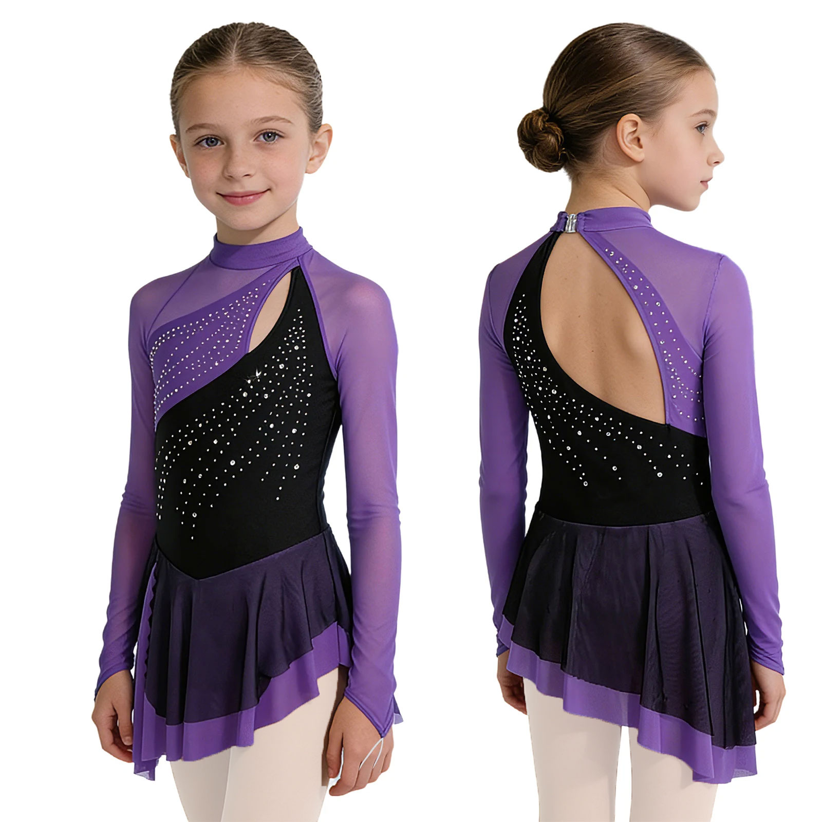 Kids Girls Gymnastics Tops Fig - Rhinestone Banding Trim ulasan dan harga