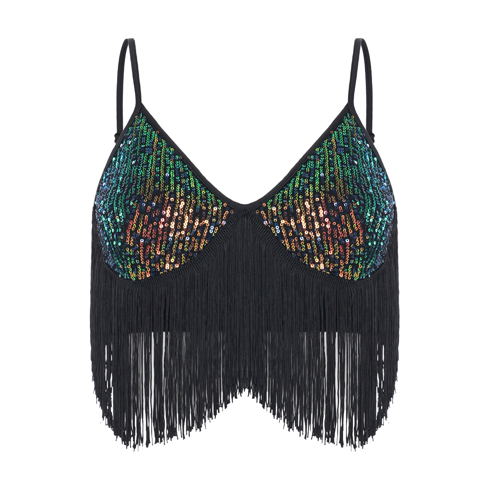 Women Latin Dance Glitter Sequ - Tassel Fringe Trim ulasan dan harga