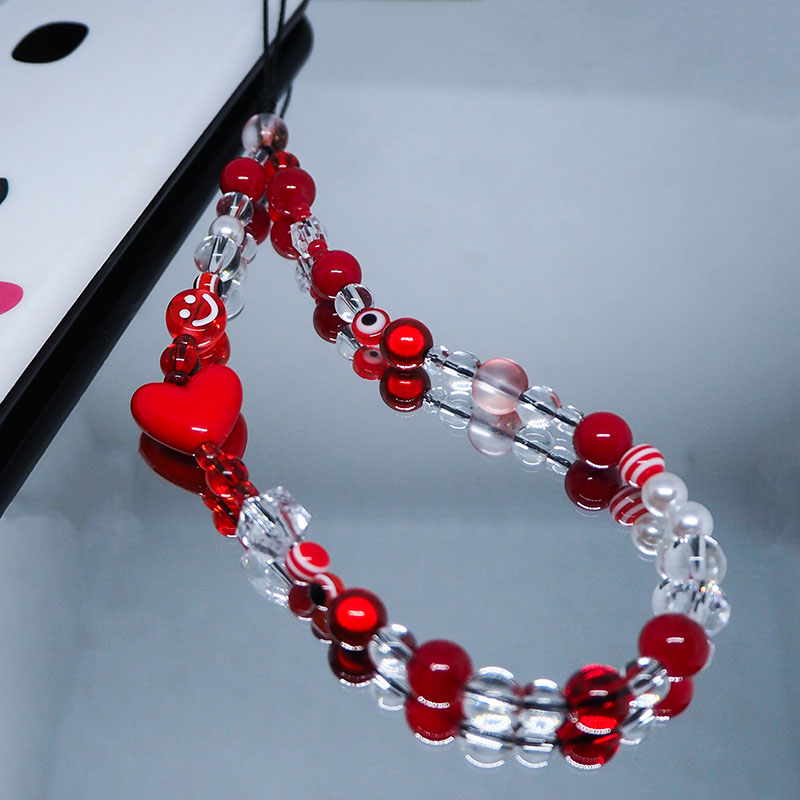 Red Clear Mobile Y2k Phone Cha - Pearl Trim Chain ulasan dan harga