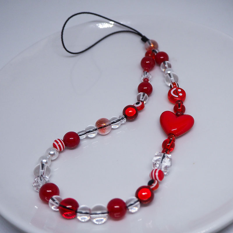 Red Clear Mobile Y2k Phone Cha - Pearl Trim Chain ulasan dan harga
