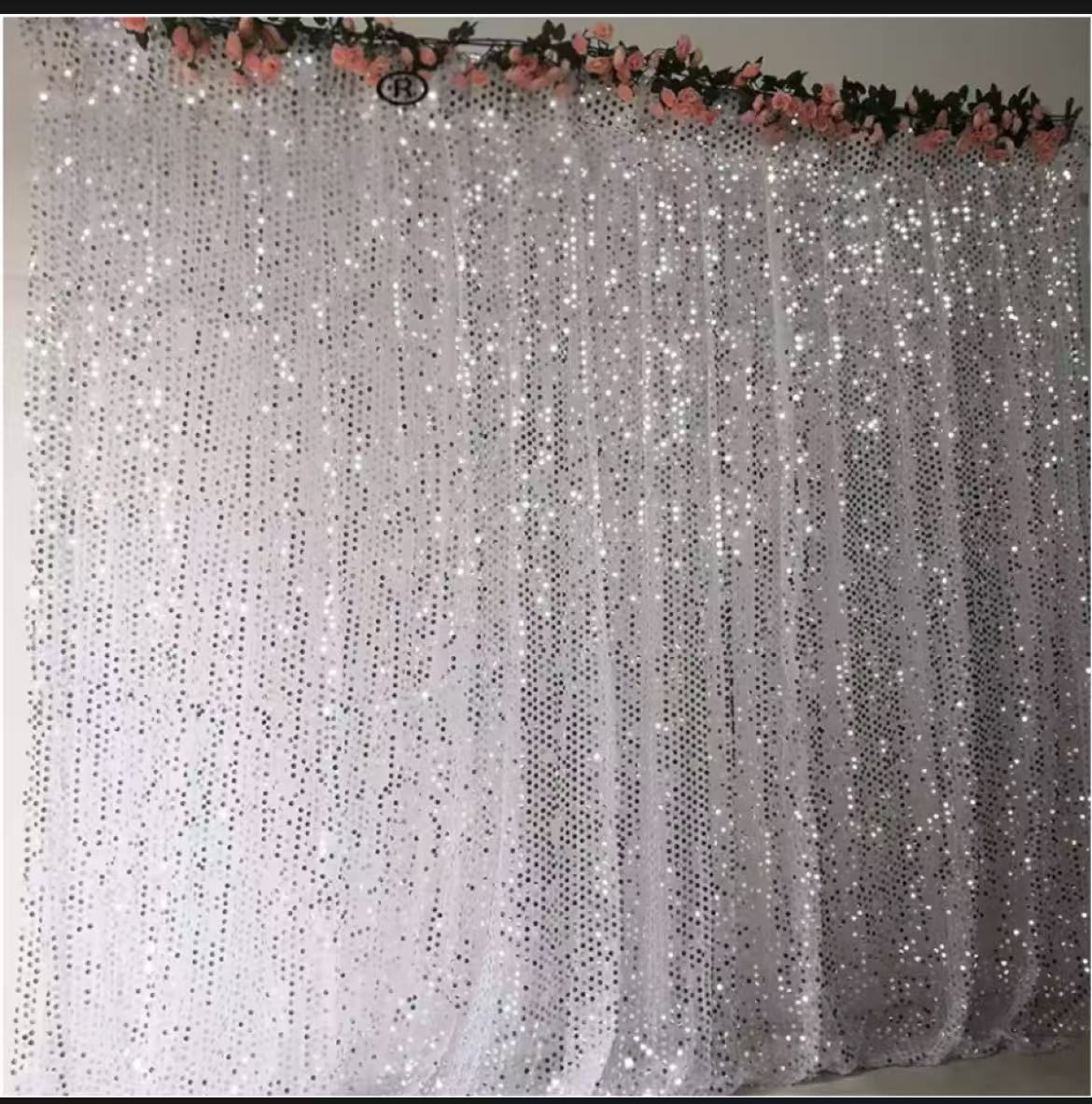 6.5X5FT Silver Shimmer Sequin  - Sequin Fabric Panel ulasan dan harga