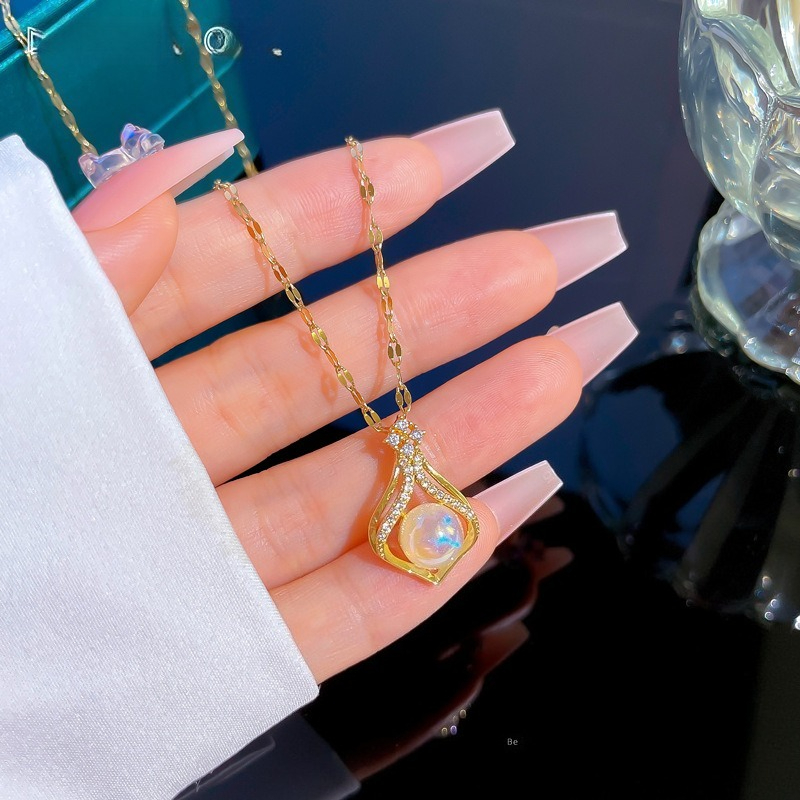 Elegant Women's K14 Gold Color - Pearl Trim Chain ulasan dan harga