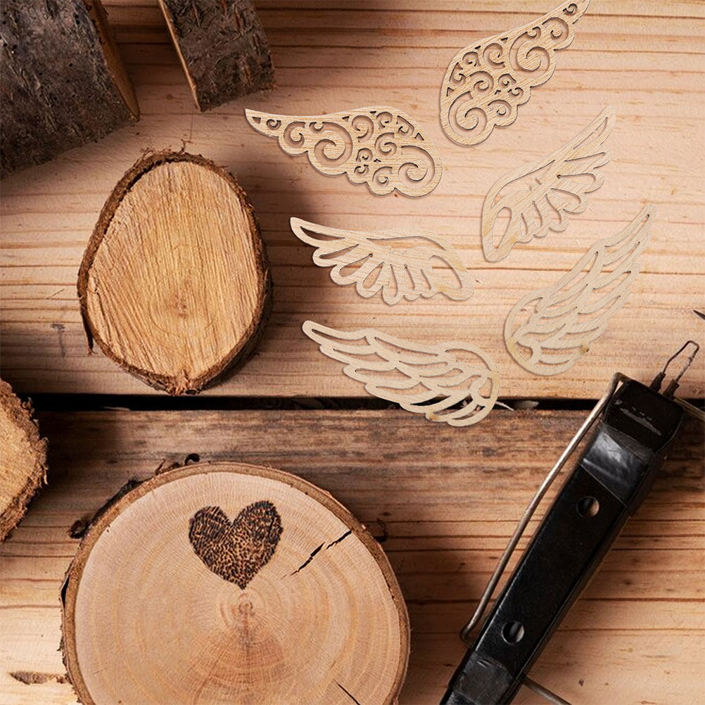 80Pcs Wooden Angel Wings Embel - Christmas Craft Embellishment ulasan dan harga