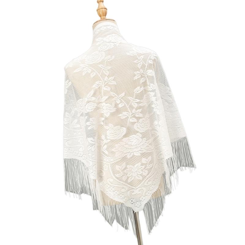 652F All Matching Lace Shawl W - Tassel Fringe Trim ulasan dan harga